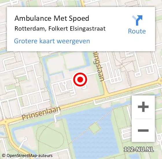 Locatie op kaart van de 112 melding: Ambulance Met Spoed Naar Rotterdam, Folkert Elsingastraat op 13 maart 2024 18:15