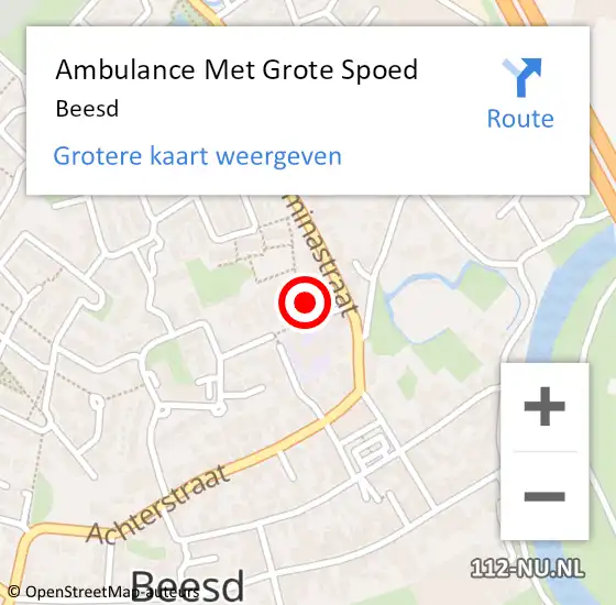 Locatie op kaart van de 112 melding: Ambulance Met Grote Spoed Naar Beesd op 13 maart 2024 18:17