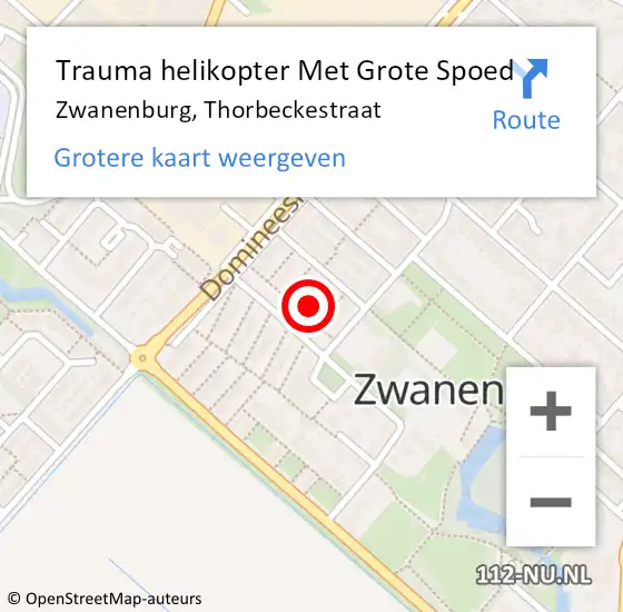 Locatie op kaart van de 112 melding: Trauma helikopter Met Grote Spoed Naar Zwanenburg, Thorbeckestraat op 13 maart 2024 18:43