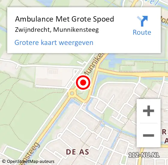 Locatie op kaart van de 112 melding: Ambulance Met Grote Spoed Naar Zwijndrecht, Munnikensteeg op 13 maart 2024 18:51
