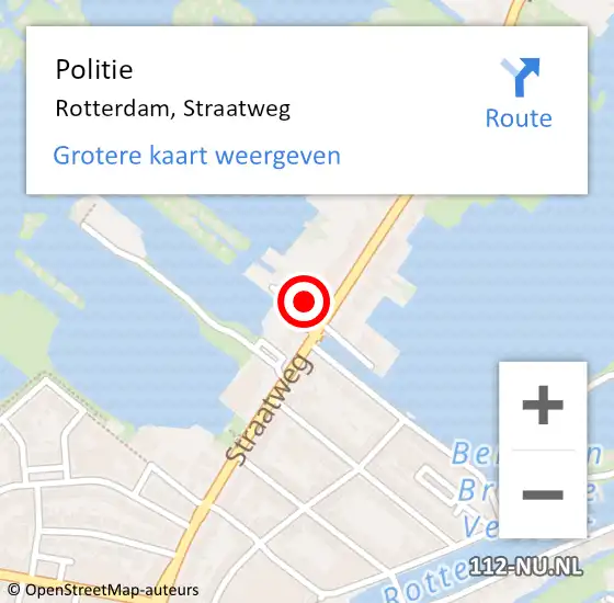 Locatie op kaart van de 112 melding: Politie Rotterdam, Straatweg op 13 maart 2024 18:53