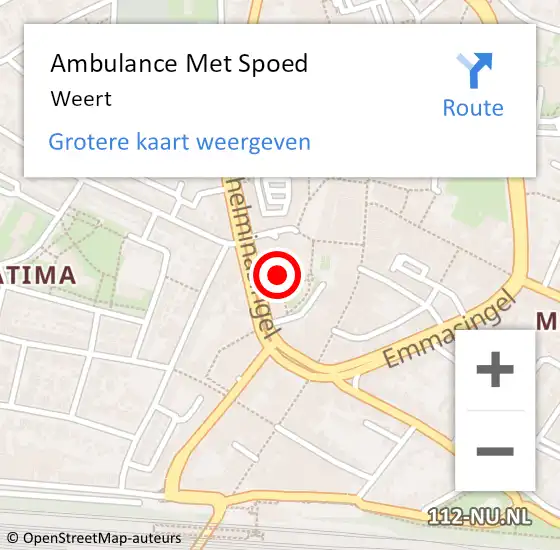 Locatie op kaart van de 112 melding: Ambulance Met Spoed Naar Weert op 13 maart 2024 19:15