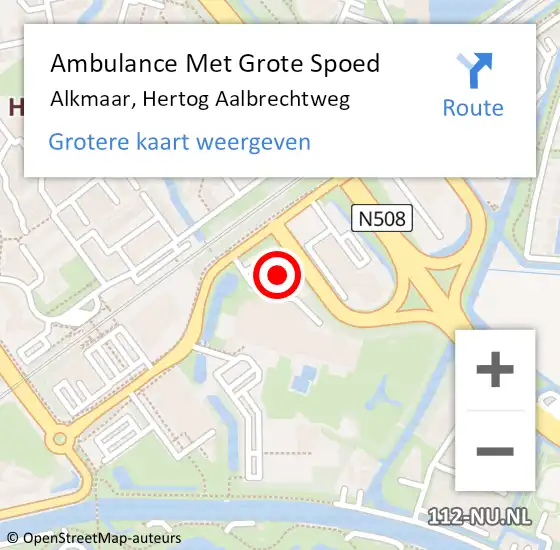 Locatie op kaart van de 112 melding: Ambulance Met Grote Spoed Naar Alkmaar, Hertog Aalbrechtweg op 13 maart 2024 20:16