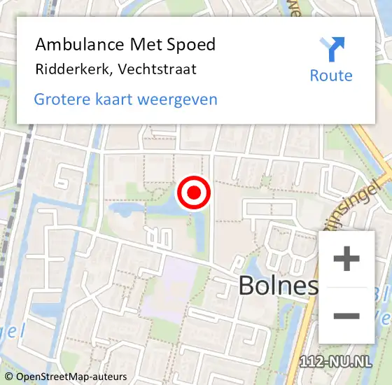 Locatie op kaart van de 112 melding: Ambulance Met Spoed Naar Ridderkerk, Vechtstraat op 13 maart 2024 20:33