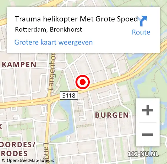 Locatie op kaart van de 112 melding: Trauma helikopter Met Grote Spoed Naar Rotterdam, Bronkhorst op 13 maart 2024 21:05