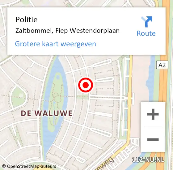 Locatie op kaart van de 112 melding: Politie Zaltbommel, Fiep Westendorplaan op 13 maart 2024 21:08
