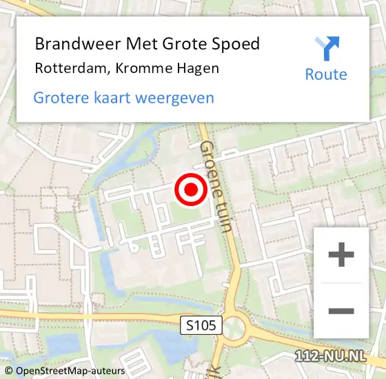 Locatie op kaart van de 112 melding: Brandweer Met Grote Spoed Naar Rotterdam, Kromme Hagen op 13 maart 2024 21:09