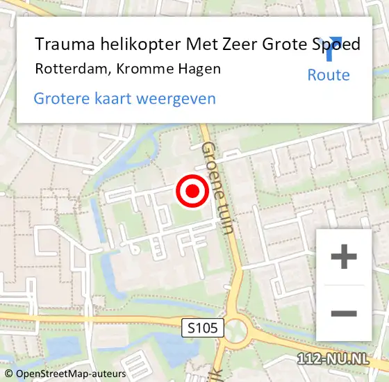 Locatie op kaart van de 112 melding: Trauma helikopter Met Zeer Grote Spoed Naar Rotterdam, Kromme Hagen op 13 maart 2024 21:11