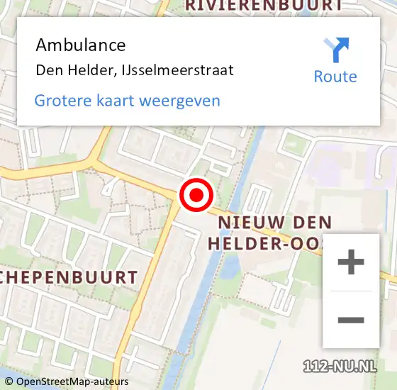 Locatie op kaart van de 112 melding: Ambulance Den Helder, IJsselmeerstraat op 13 maart 2024 21:13