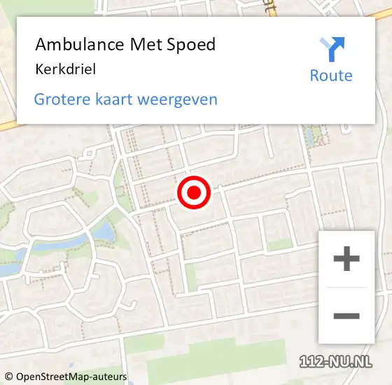 Locatie op kaart van de 112 melding: Ambulance Met Spoed Naar Kerkdriel op 13 maart 2024 21:41