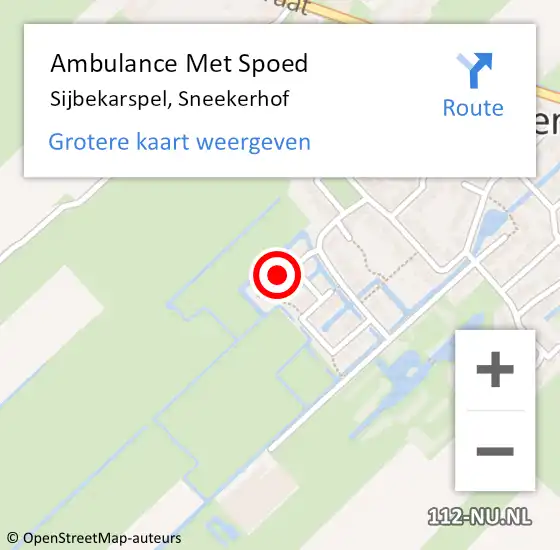Locatie op kaart van de 112 melding: Ambulance Met Spoed Naar Sijbekarspel, Sneekerhof op 13 maart 2024 21:52