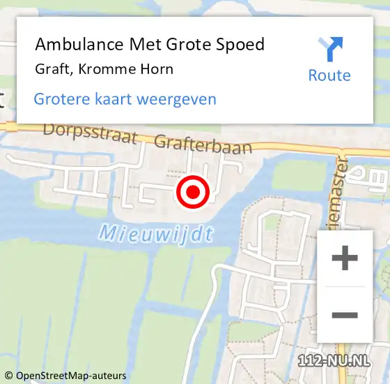 Locatie op kaart van de 112 melding: Ambulance Met Grote Spoed Naar Graft, Kromme Horn op 13 maart 2024 22:40