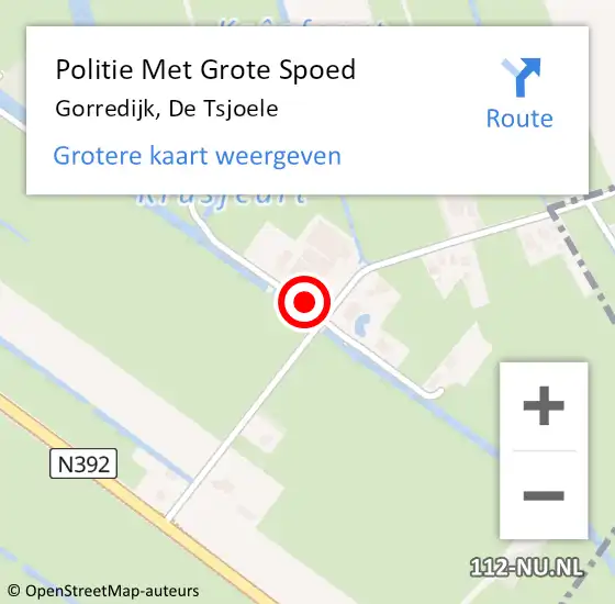 Locatie op kaart van de 112 melding: Politie Met Grote Spoed Naar Gorredijk, De Tsjoele op 14 maart 2024 00:20