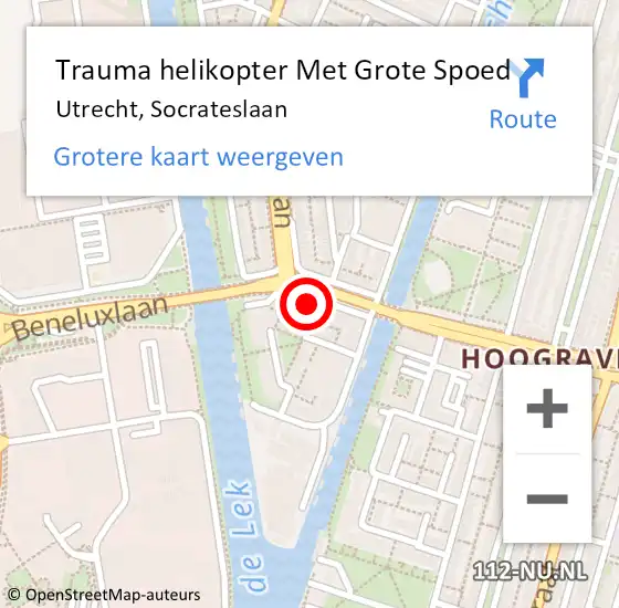 Locatie op kaart van de 112 melding: Trauma helikopter Met Grote Spoed Naar Utrecht, Socrateslaan op 14 maart 2024 00:45