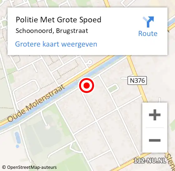 Locatie op kaart van de 112 melding: Politie Met Grote Spoed Naar Schoonoord, Brugstraat op 14 maart 2024 03:04