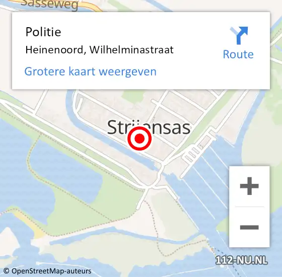 Locatie op kaart van de 112 melding: Politie Heinenoord, Wilhelminastraat op 14 maart 2024 03:21