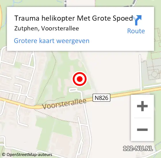 Locatie op kaart van de 112 melding: Trauma helikopter Met Grote Spoed Naar Zutphen, Voorsterallee op 14 maart 2024 04:55