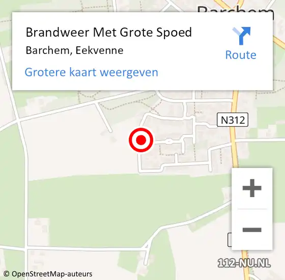 Locatie op kaart van de 112 melding: Brandweer Met Grote Spoed Naar Barchem, Eekvenne op 14 maart 2024 06:15