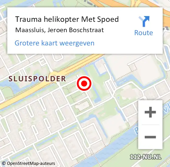 Locatie op kaart van de 112 melding: Trauma helikopter Met Spoed Naar Maassluis, Jeroen Boschstraat op 14 maart 2024 07:25