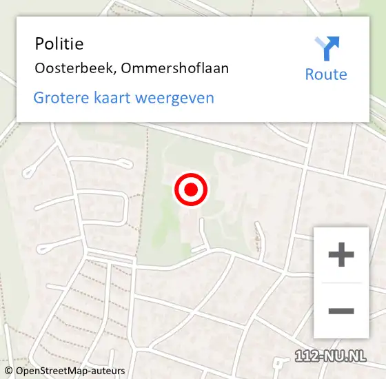 Locatie op kaart van de 112 melding: Politie Oosterbeek, Ommershoflaan op 14 maart 2024 07:42