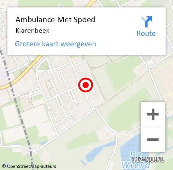 Locatie op kaart van de 112 melding: Ambulance Met Spoed Naar Klarenbeek op 14 maart 2024 08:21