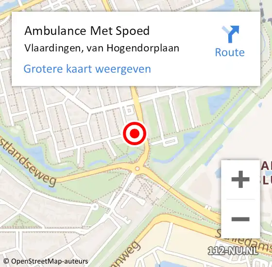 Locatie op kaart van de 112 melding: Ambulance Met Spoed Naar Vlaardingen, van Hogendorplaan op 14 maart 2024 08:40