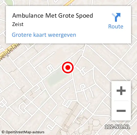 Locatie op kaart van de 112 melding: Ambulance Met Grote Spoed Naar Zeist op 14 maart 2024 09:20