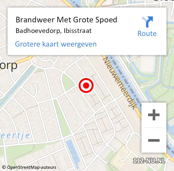 Locatie op kaart van de 112 melding: Brandweer Met Grote Spoed Naar Badhoevedorp, Ibisstraat op 14 maart 2024 09:24