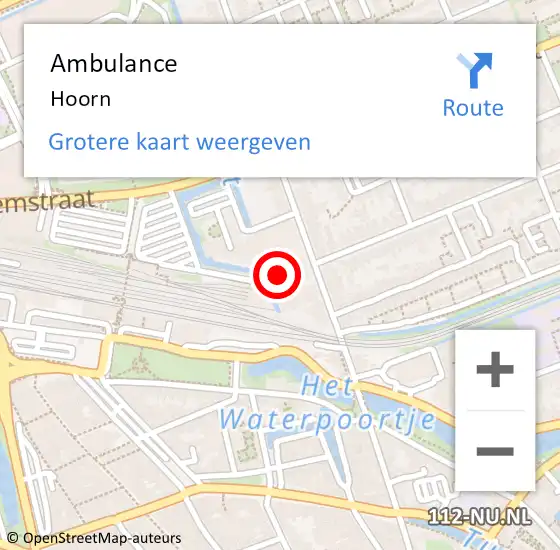Locatie op kaart van de 112 melding: Ambulance Hoorn op 14 maart 2024 10:04