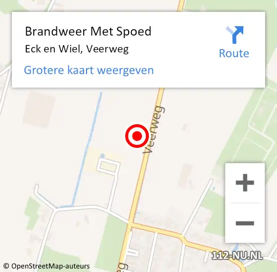 Locatie op kaart van de 112 melding: Brandweer Met Spoed Naar Eck en Wiel, Veerweg op 14 maart 2024 10:17