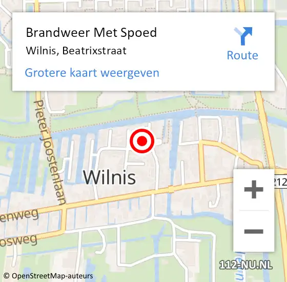 Locatie op kaart van de 112 melding: Brandweer Met Spoed Naar Wilnis, Beatrixstraat op 14 maart 2024 10:18