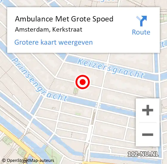 Locatie op kaart van de 112 melding: Ambulance Met Grote Spoed Naar Amsterdam, Kerkstraat op 14 maart 2024 10:29