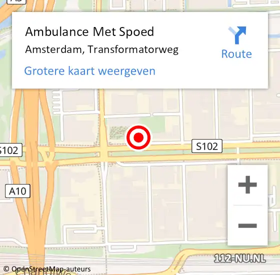 Locatie op kaart van de 112 melding: Ambulance Met Spoed Naar Amsterdam, Transformatorweg op 14 maart 2024 11:31
