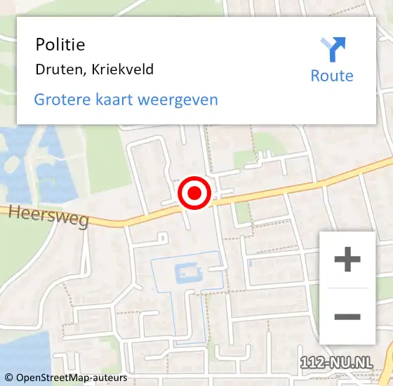 Locatie op kaart van de 112 melding: Politie Druten, Kriekveld op 14 maart 2024 11:36