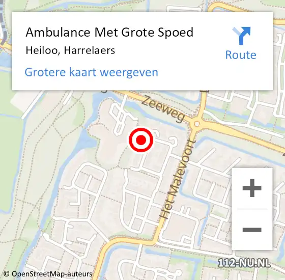 Locatie op kaart van de 112 melding: Ambulance Met Grote Spoed Naar Heiloo, Harrelaers op 14 maart 2024 11:46