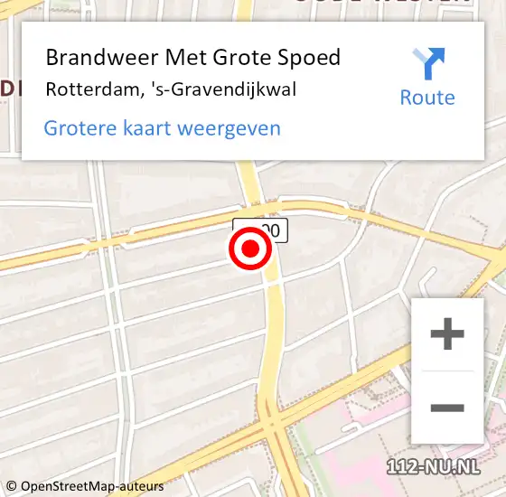 Locatie op kaart van de 112 melding: Brandweer Met Grote Spoed Naar Rotterdam, 's-Gravendijkwal op 14 maart 2024 11:52