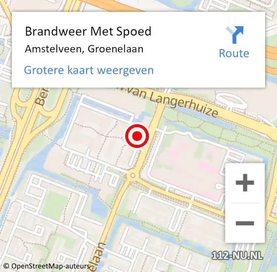 Locatie op kaart van de 112 melding: Brandweer Met Spoed Naar Amstelveen, Groenelaan op 14 maart 2024 12:19