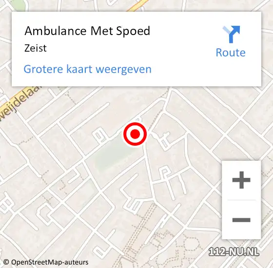Locatie op kaart van de 112 melding: Ambulance Met Spoed Naar Zeist op 14 maart 2024 12:28