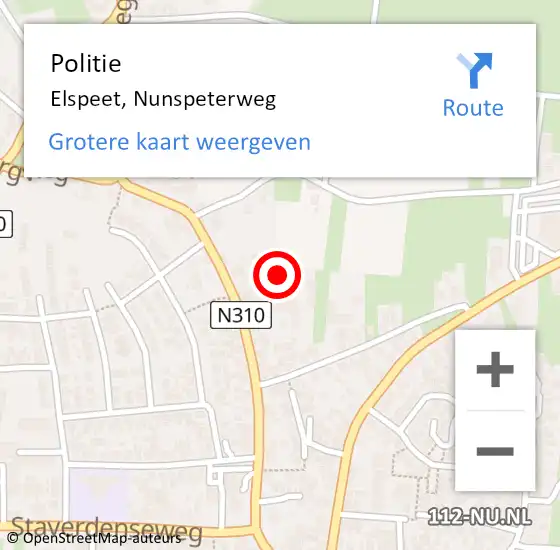 Locatie op kaart van de 112 melding: Politie Elspeet, Nunspeterweg op 14 maart 2024 12:58