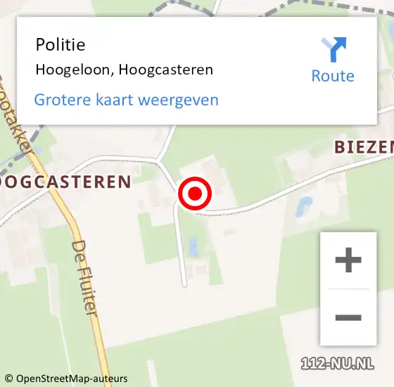 Locatie op kaart van de 112 melding: Politie Hoogeloon, Hoogcasteren op 14 maart 2024 13:05
