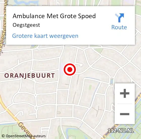 Locatie op kaart van de 112 melding: Ambulance Met Grote Spoed Naar Oegstgeest op 14 maart 2024 13:10