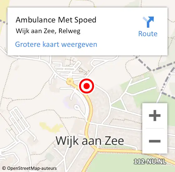 Locatie op kaart van de 112 melding: Ambulance Met Spoed Naar Wijk aan Zee, Relweg op 14 maart 2024 13:23