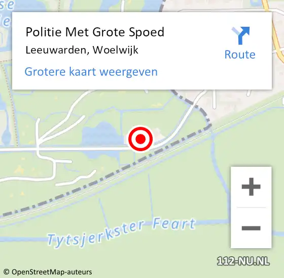 Locatie op kaart van de 112 melding: Politie Met Grote Spoed Naar Leeuwarden, Woelwijk op 14 maart 2024 13:23