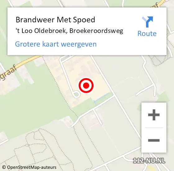 Locatie op kaart van de 112 melding: Brandweer Met Spoed Naar 't Loo Oldebroek, Broekeroordsweg op 14 maart 2024 13:23