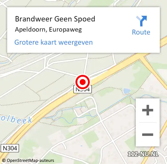 Locatie op kaart van de 112 melding: Brandweer Geen Spoed Naar Apeldoorn, Europaweg op 14 maart 2024 13:26