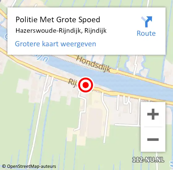 Locatie op kaart van de 112 melding: Politie Met Grote Spoed Naar Hazerswoude-Rijndijk, Rijndijk op 14 maart 2024 13:32