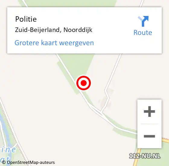 Locatie op kaart van de 112 melding: Politie Zuid-Beijerland, Noorddijk op 14 maart 2024 13:58