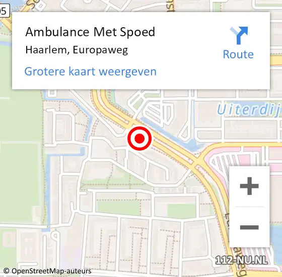 Locatie op kaart van de 112 melding: Ambulance Met Spoed Naar Haarlem, Europaweg op 14 maart 2024 14:17