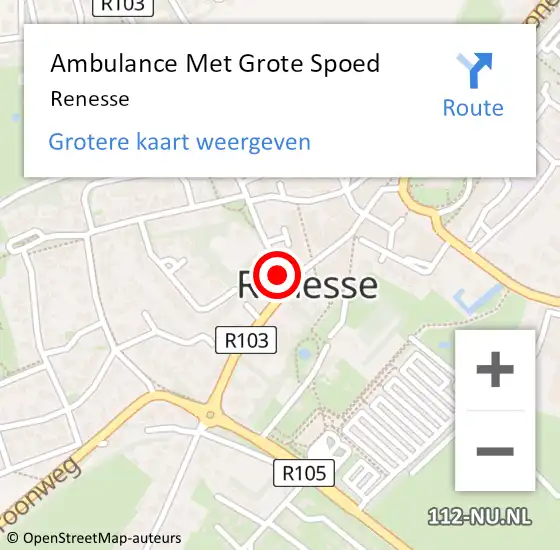 Locatie op kaart van de 112 melding: Ambulance Met Grote Spoed Naar Renesse op 14 maart 2024 14:52