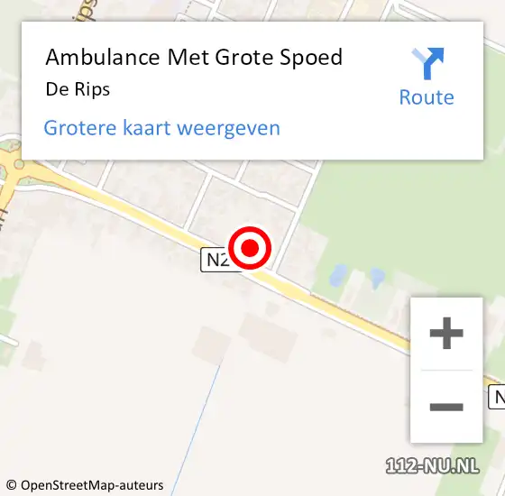 Locatie op kaart van de 112 melding: Ambulance Met Grote Spoed Naar De Rips op 14 maart 2024 15:12